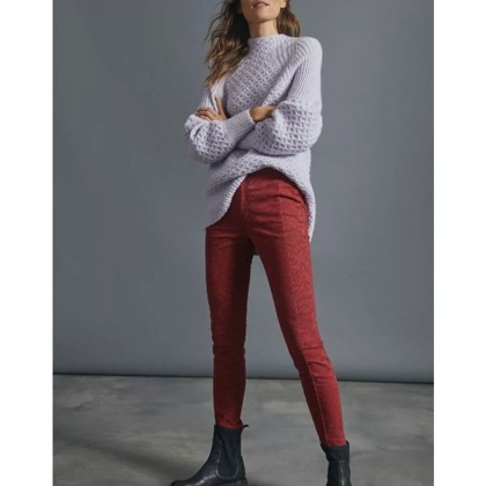 NWT-Anthropologie Pilcro Raspberry Flocked High-Rise Leggings - 32